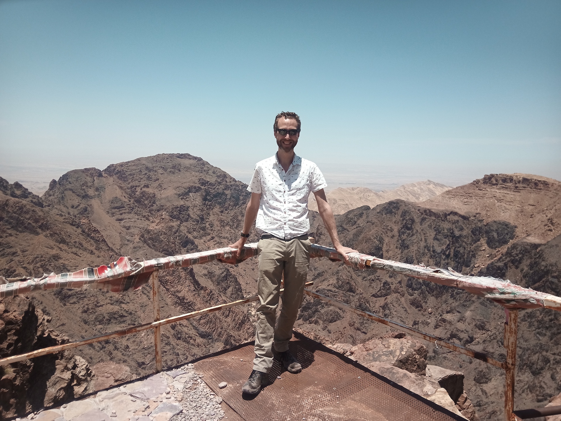 Me, up a mountain in Jordan with the Dead Sea and Israel in the background